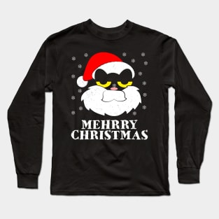 Mehrry Christmas Cat Snowflake Long Sleeve T-Shirt